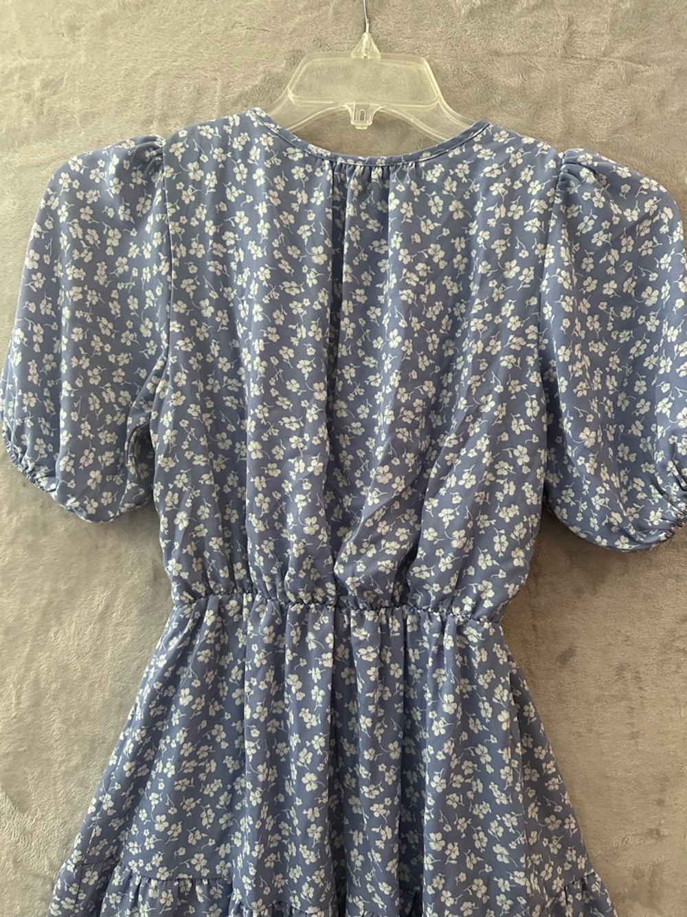 Sienna Sky Blue Floral V-Neck Tie-Waist Mini Dress - Picture 5 of 11